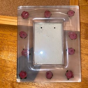 3 x 5 lucite frame pink roses.
